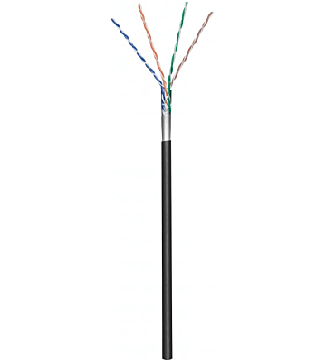 CAT5e internetkabel voor buiten op rol 100m stranded zwart CCA - afgeschermd