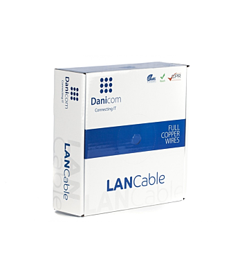 DANICOM Cat7 internetkabel op rol 50m solid grijs LSZH (Dca) - extra afgeschermd