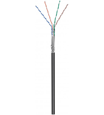 CAT6 internetkabel voor buiten op rol 100m stranded zwart CCA - extra afgeschermd
