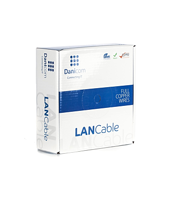 DANICOM Cat6a internetkabel op rol 50m solid grijs LSZH (Eca) - onafgeschermd