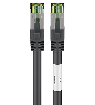 Cat8 internetkabel 0,50m zwart 100% koper - extra afgeschermd