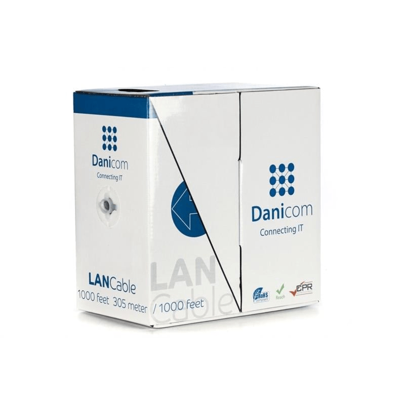 Cat6 internetkabel op rol 305m solid grijs CCA - onafgeschermd