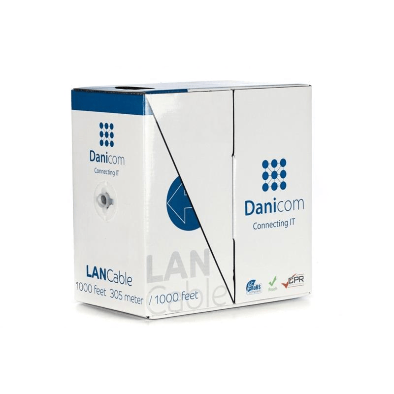 Cat6 internetkabel op rol 305m solid grijs CCA - extra afgeschermd