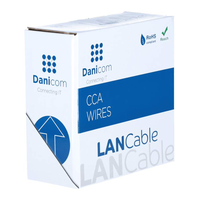 CAT5e internetkabel op rol 100m solid grijs CCA - onafgeschermd