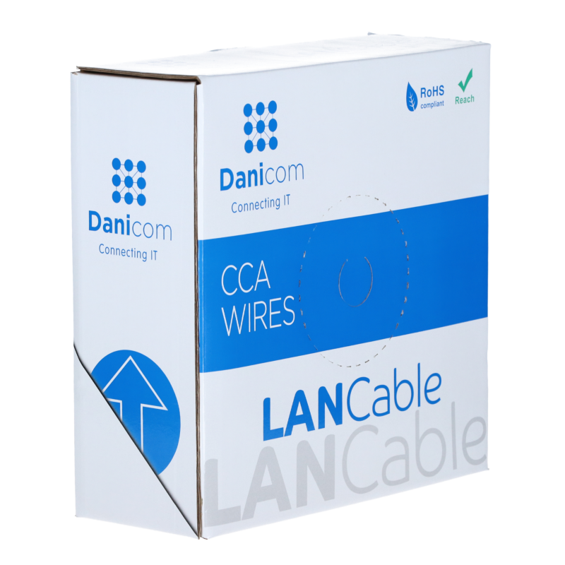 Cat6 internetkabel op rol 100m solid grijs CCA - onafgeschermd