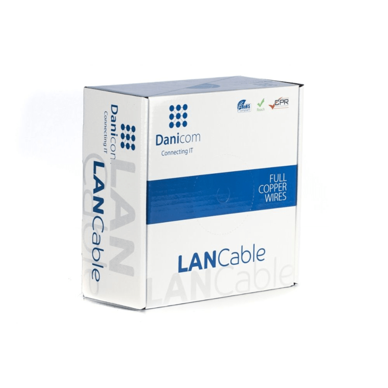 DANICOM Cat6a internetkabel voor buiten op rol 100m solid zwart PE (Fca) - onafgeschermd