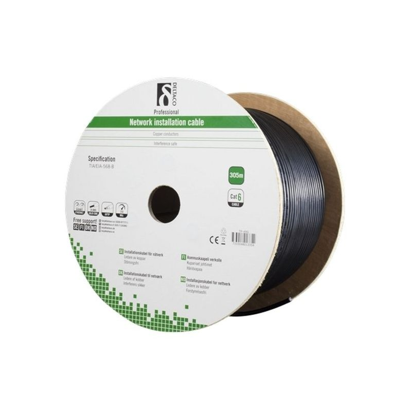 Alfaco Cat6 F/UTP 305m buitenkabel 250MHz op rol stug 100% koper LSZH (Eca)