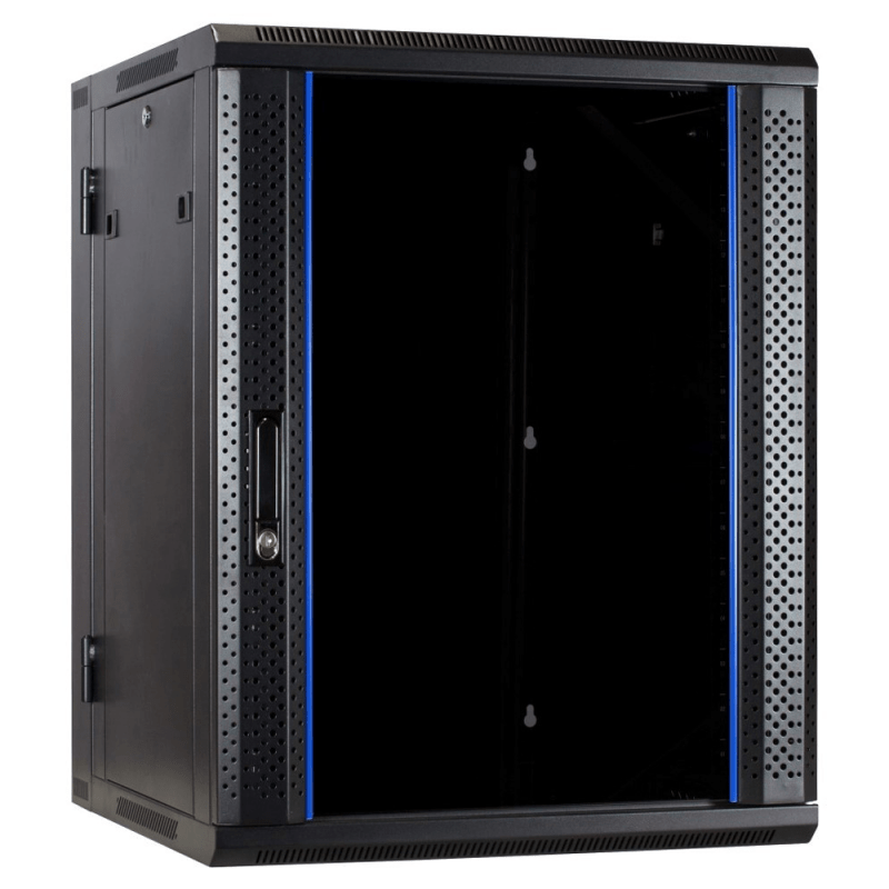 22U wandkast (kantelbaar) met glazen deur 600x600x1100mm (BxDxH)