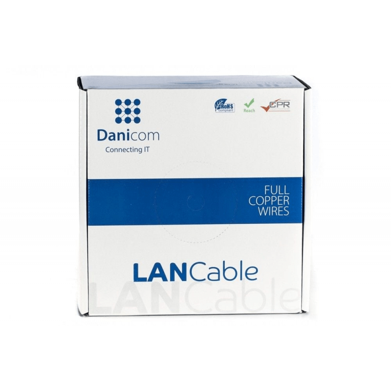 DANICOM Cat5e internetkabel op rol 100m solid blauw LSZH (Dca) - onafgeschermd