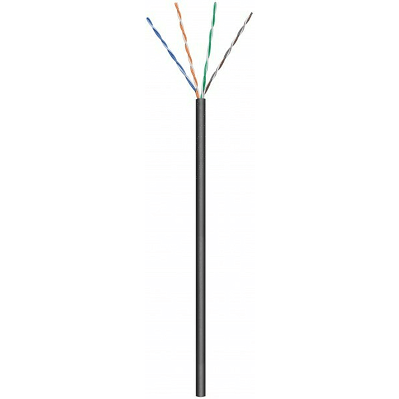 CAT6 internetkabel voor buiten op rol 305m solid zwart CCA - onafgeschermd