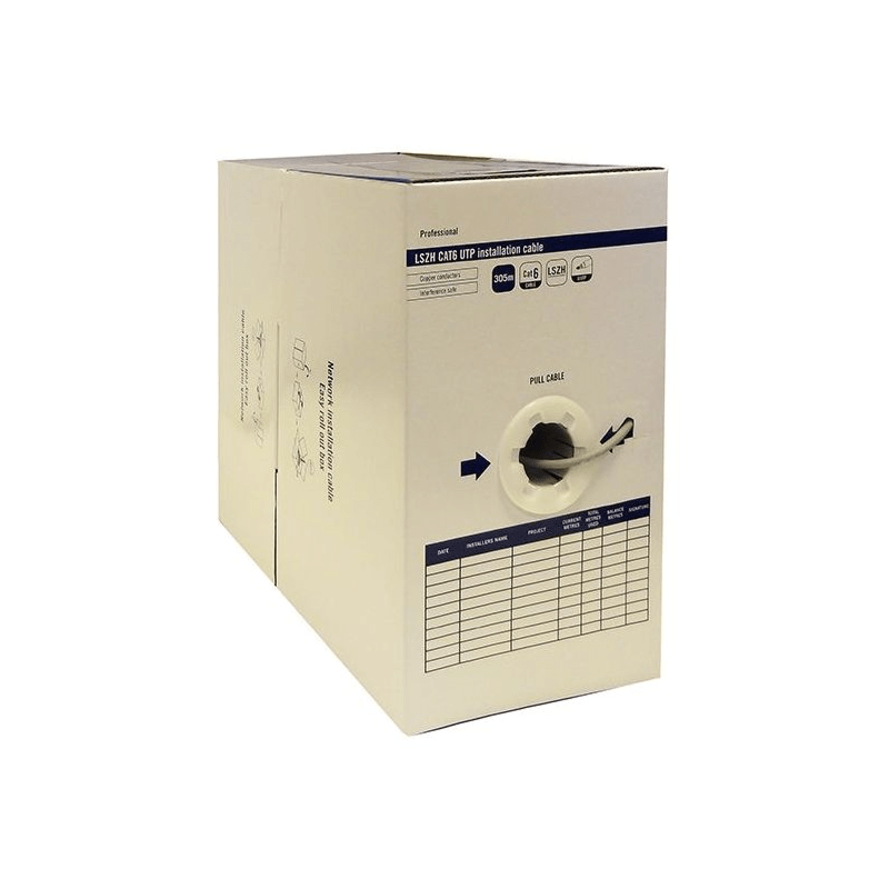 Alfaco Cat6 internetkabel op rol 305m solid grijs LSZH (Eca) - onafgeschermd