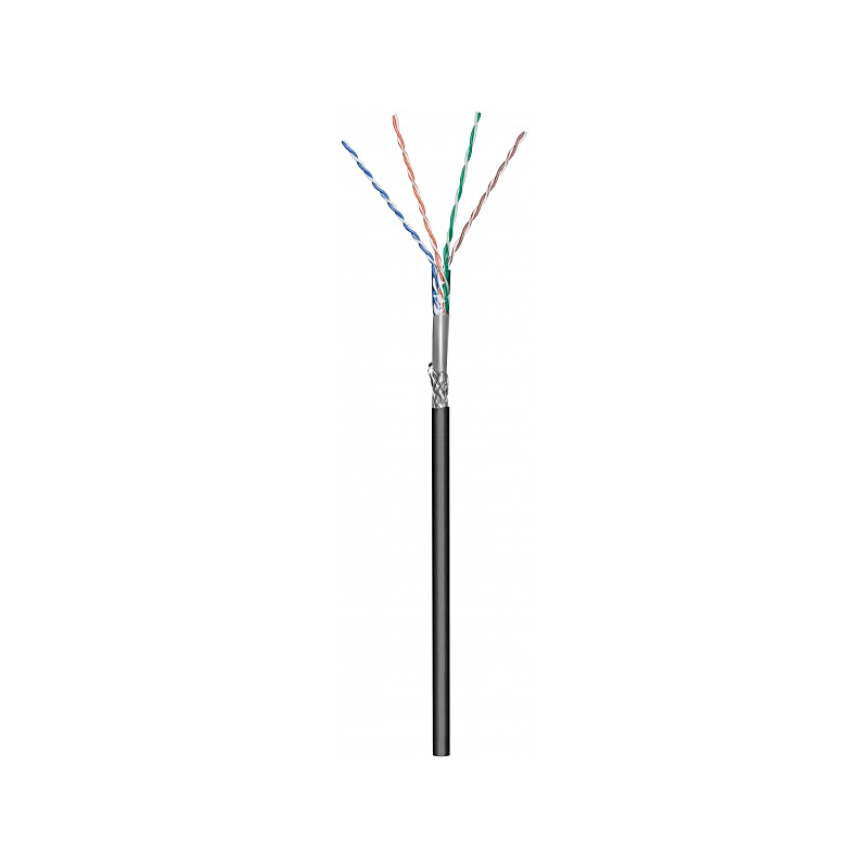 CAT6 internetkabel voor buiten op rol 100m solid zwart CCA - extra afgeschermd