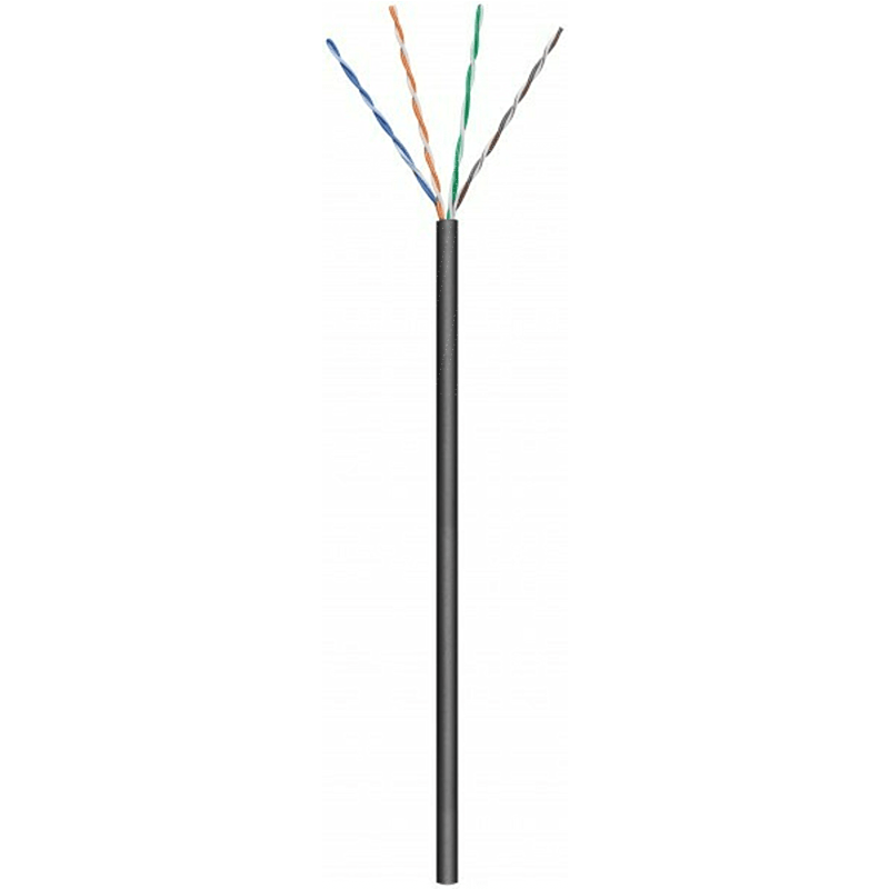 CAT6 internetkabel voor buiten op rol 305m stranded zwart CCA - onafgeschermd