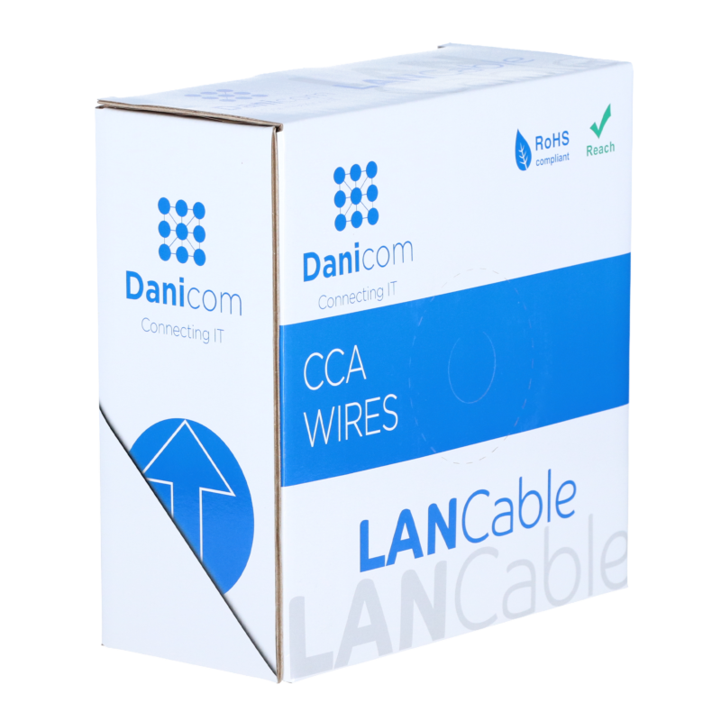 CAT6 S/FTP 50m kabel op rol soepel grijs CCA