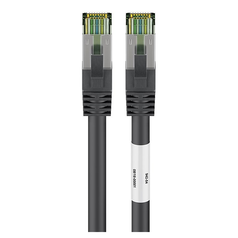 Cat8 internetkabel 0,50m zwart 100% koper - extra afgeschermd