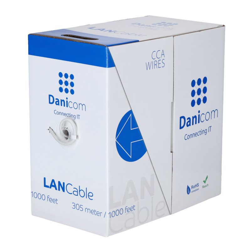 Cat6 internetkabel op rol 305m stranded grijs CCA - extra afgeschermd