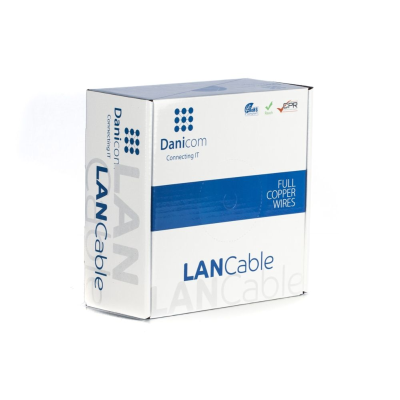 DANICOM Cat6a internetkabel voor buiten op rol 50m solid zwart PE (Fca) - onafgeschermd