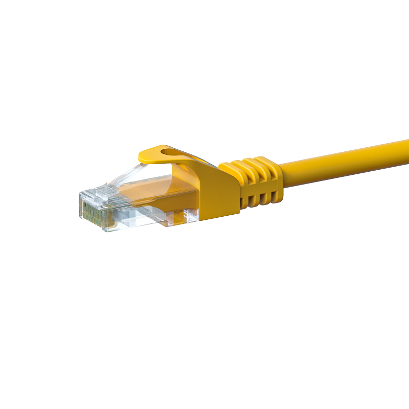 Cat5e internetkabel 0,25m geel 100% koper - onafgeschermd