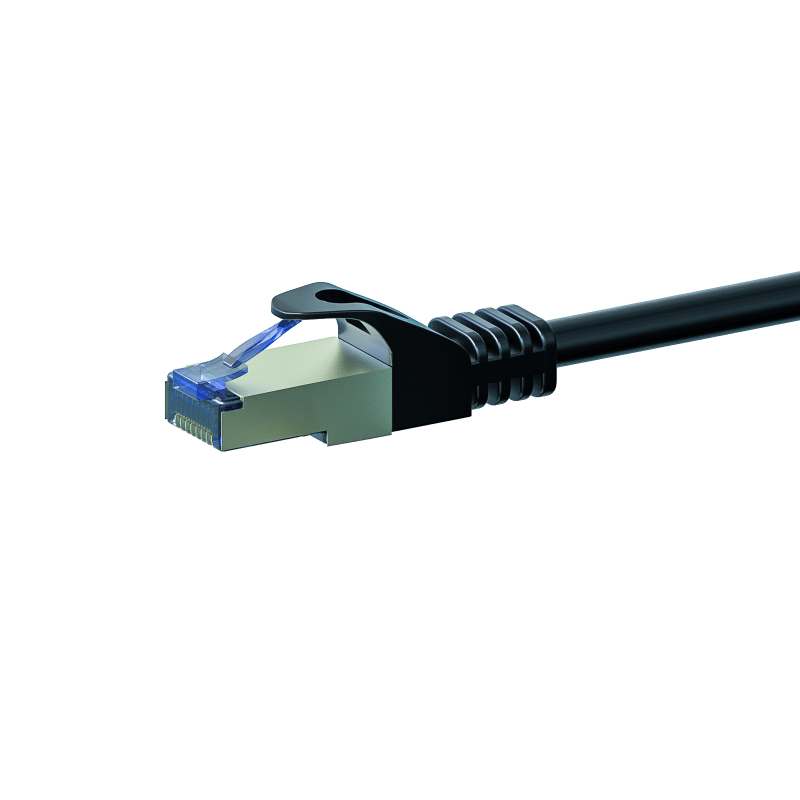 Cat6a internetkabel 7,50m zwart 100% koper - extra afgeschermd