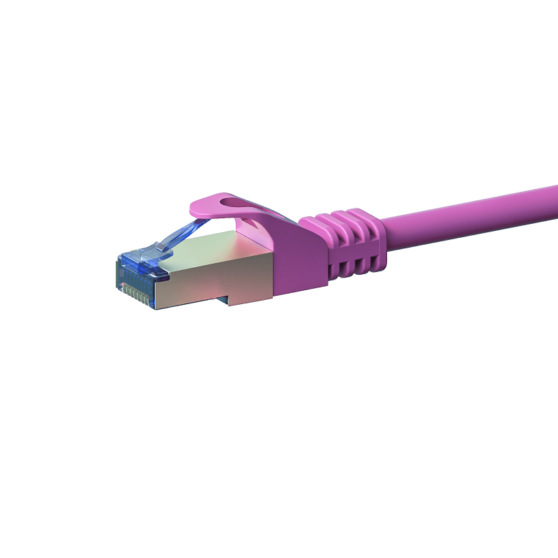 Cat6a internetkabel 0,25m roze 100% koper - extra afgeschermd