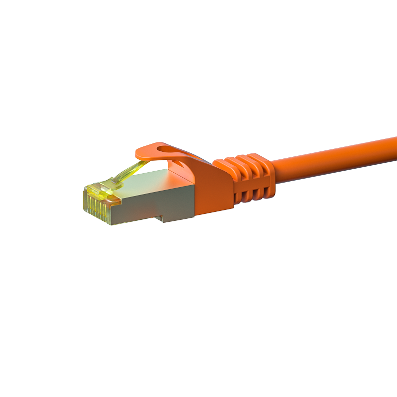Cat7 internetkabel 0,25m oranje 100% koper - extra afgeschermd