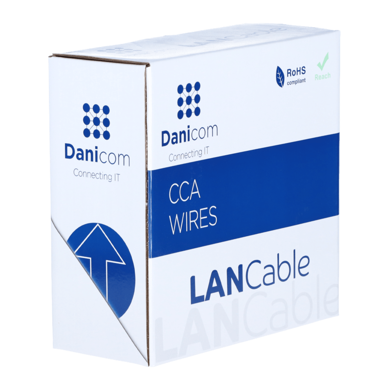 CAT5e internetkabel op rol 100m stranded grijs CCA - onafgeschermd