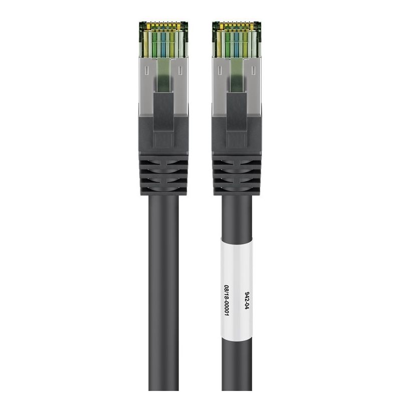 Cat8 internetkabel 0,25m zwart 100% koper - extra afgeschermd