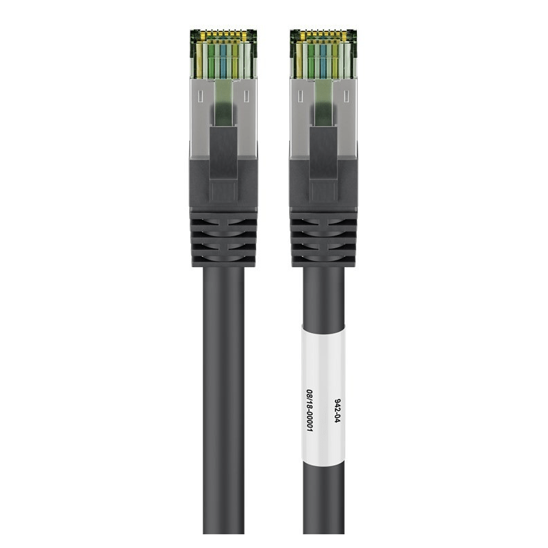 Cat8 internetkabel 0,25m zwart 100% koper - extra afgeschermd