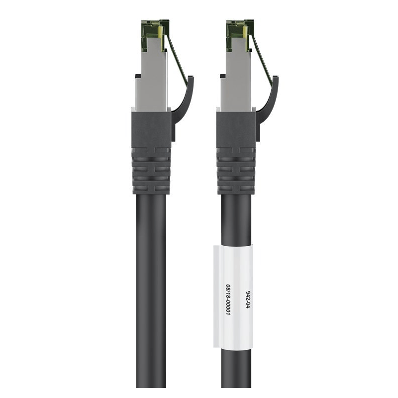 Cat8 internetkabel 0,50m zwart 100% koper - extra afgeschermd