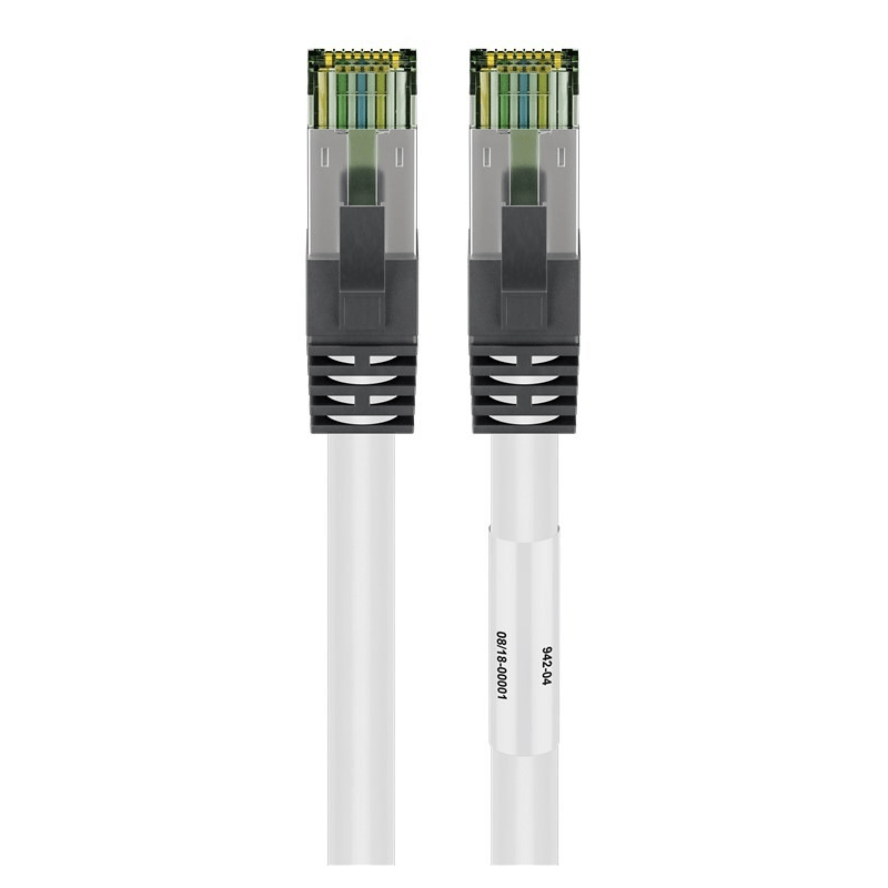 Cat8 internetkabel 0,50m wit 100% koper - extra afgeschermd