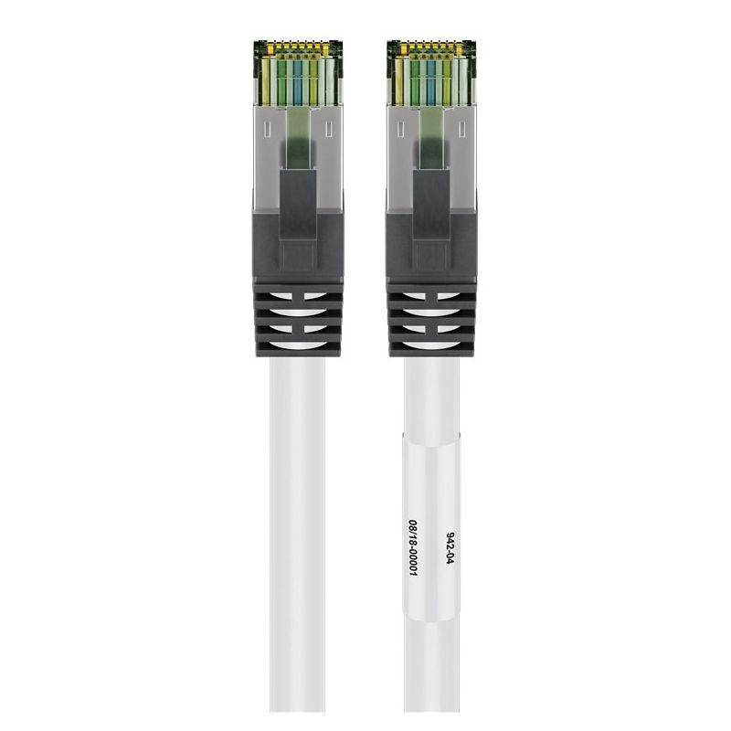 Cat8 internetkabel 0,25m wit 100% koper - extra afgeschermd