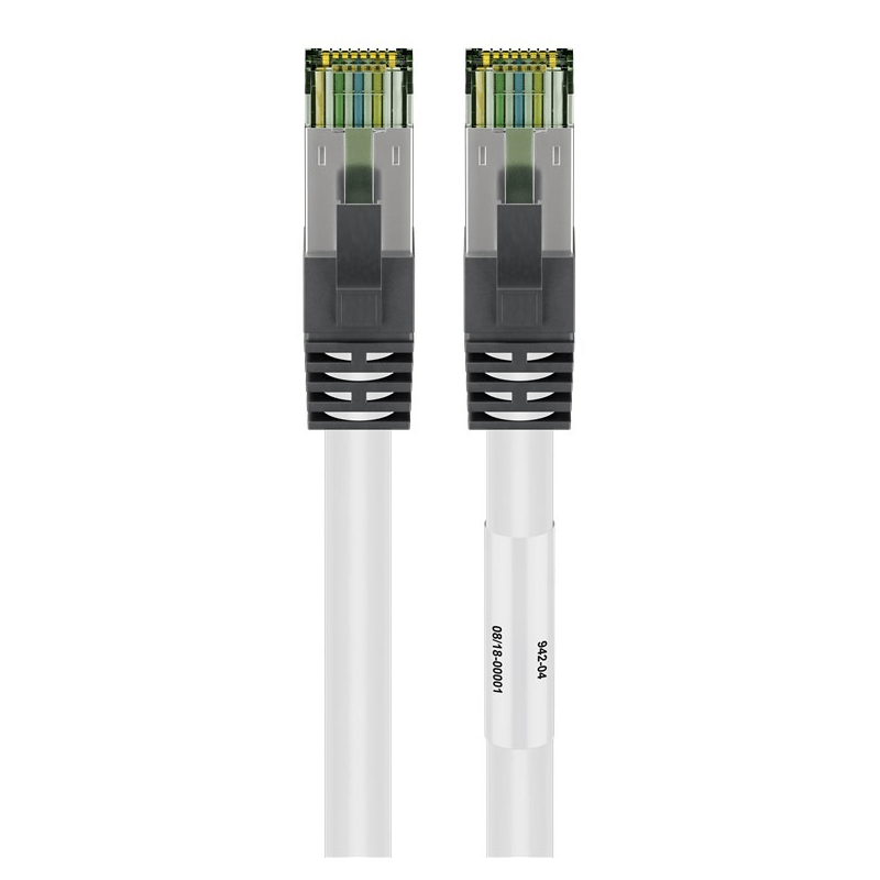 Cat8 internetkabel 0,25m wit 100% koper - extra afgeschermd