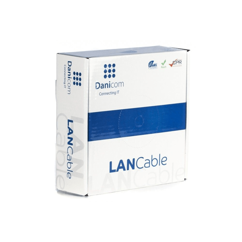 Cat6 internetkabel op rol 100m solid grijs CCA - extra afgeschermd