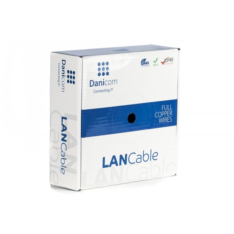 DANICOM Cat6 internetkabel op rol 50m stranded grijs PVC (Fca) - afgeschermd