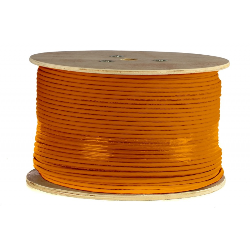 DANICOM Cat7 100% koper internetkabel op rol 500m solid oranje LSZH (Cca) - extra afgeschermd