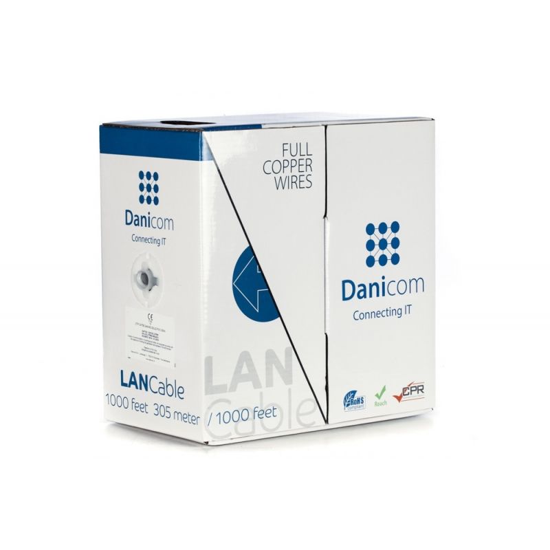 DANICOM Cat5e internetkabel op rol 305m solid grijs LSZH (Eca) - onafgeschermd
