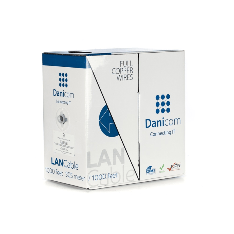 DANICOM Cat5e internetkabel op rol 305m solid grijs LSZH (Eca) - onafgeschermd