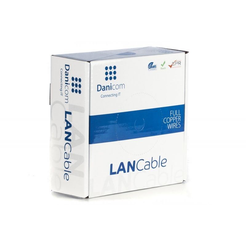 DANICOM Cat5e internetkabel op rol 50m stranded grijs PVC (Fca) - onafgeschermd