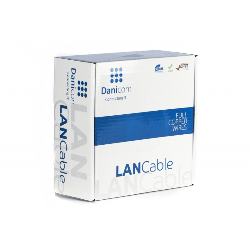 DANICOM Cat6 internetkabel op rol 100m solid grijs PVC (Bca) - onafgeschermd
