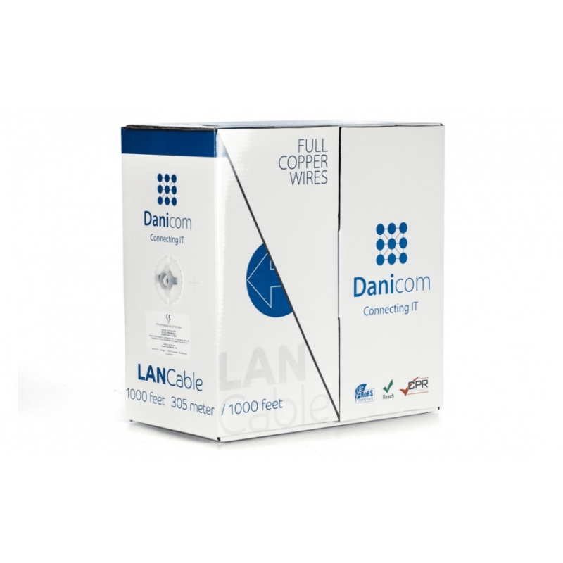 DANICOM Cat6 100% koper internetkabel op rol 305m solid LSZH (Cca) - onafgeschermd