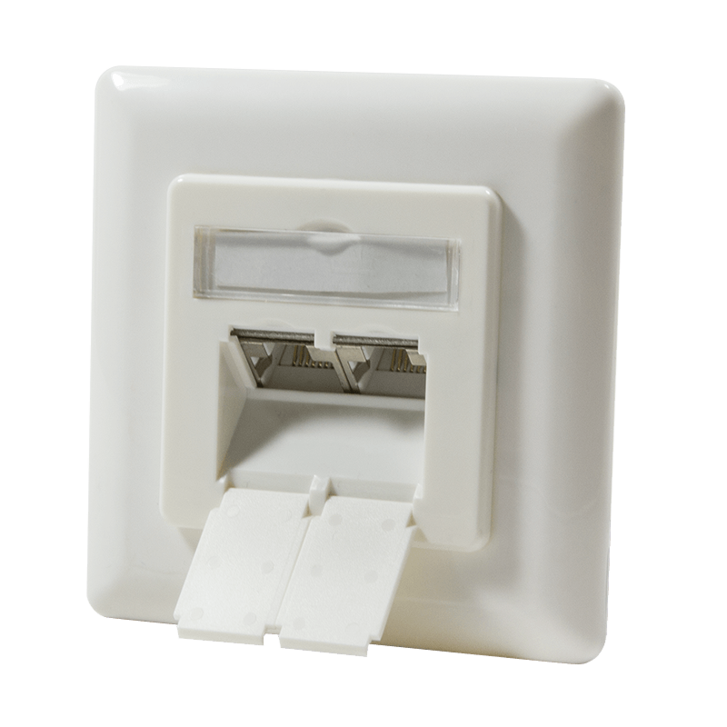 Cat6 internetdoos verticaal inbouw ivoor Roline - afgeschermd