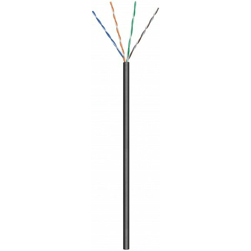 CAT5e internetkabel voor buiten op rol 100m solid zwart CCA - onafgeschermd