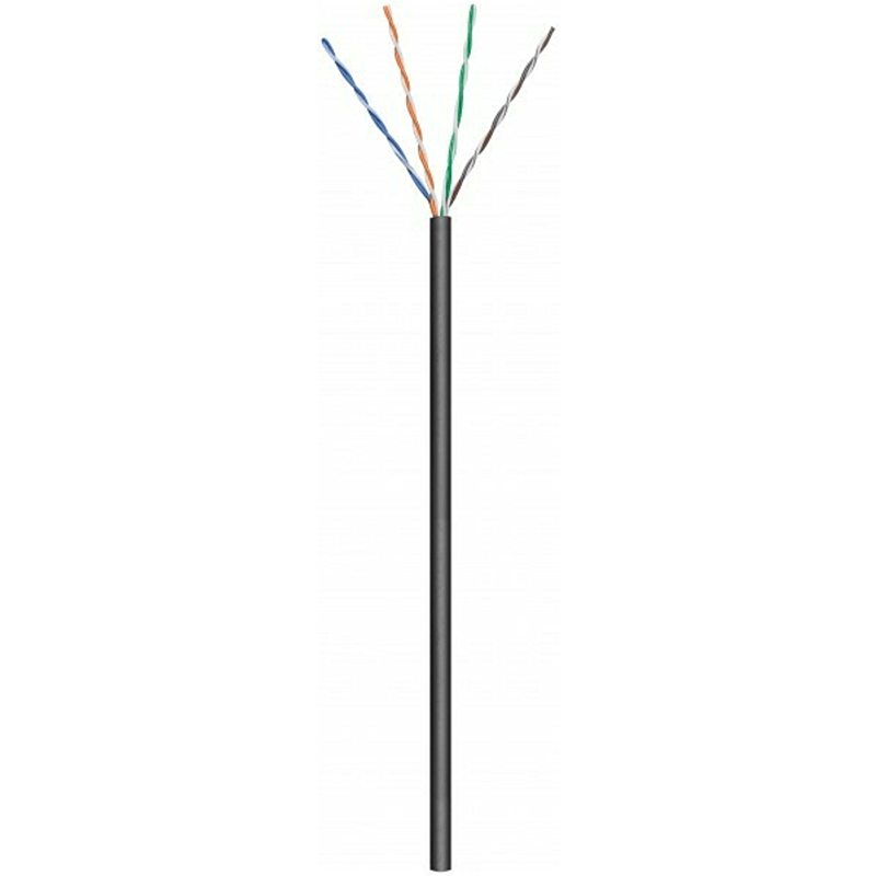 CAT6 internetkabel voor buiten op rol 100m stranded zwart CCA - onafgeschermd