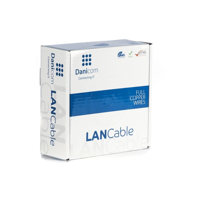 DANICOM Cat5e internetkabel op rol 50m solid grijs PVC (Eca) - afgeschermd